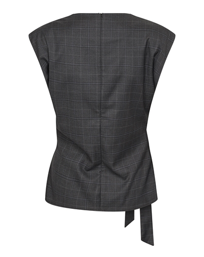 Co'Couture - EloraCC Check Pleat Top - Dark Grey 